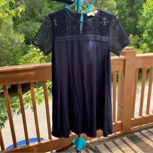 Loft navy dress with lace size XS